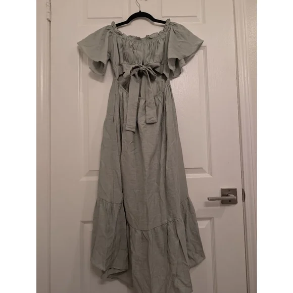 NEW Neon Blush Sage Green Cottagcore Milkmaid Hi-Low Dress S Maternity Friendly - Picture 7 of 7